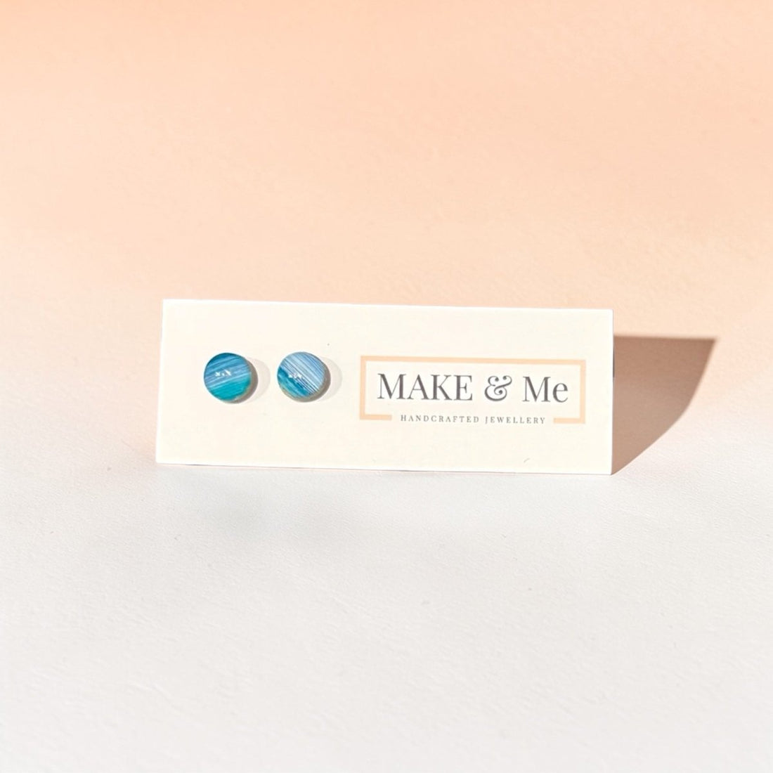 Handpainted Blue Marble Studs - Make and Me_Just Makers