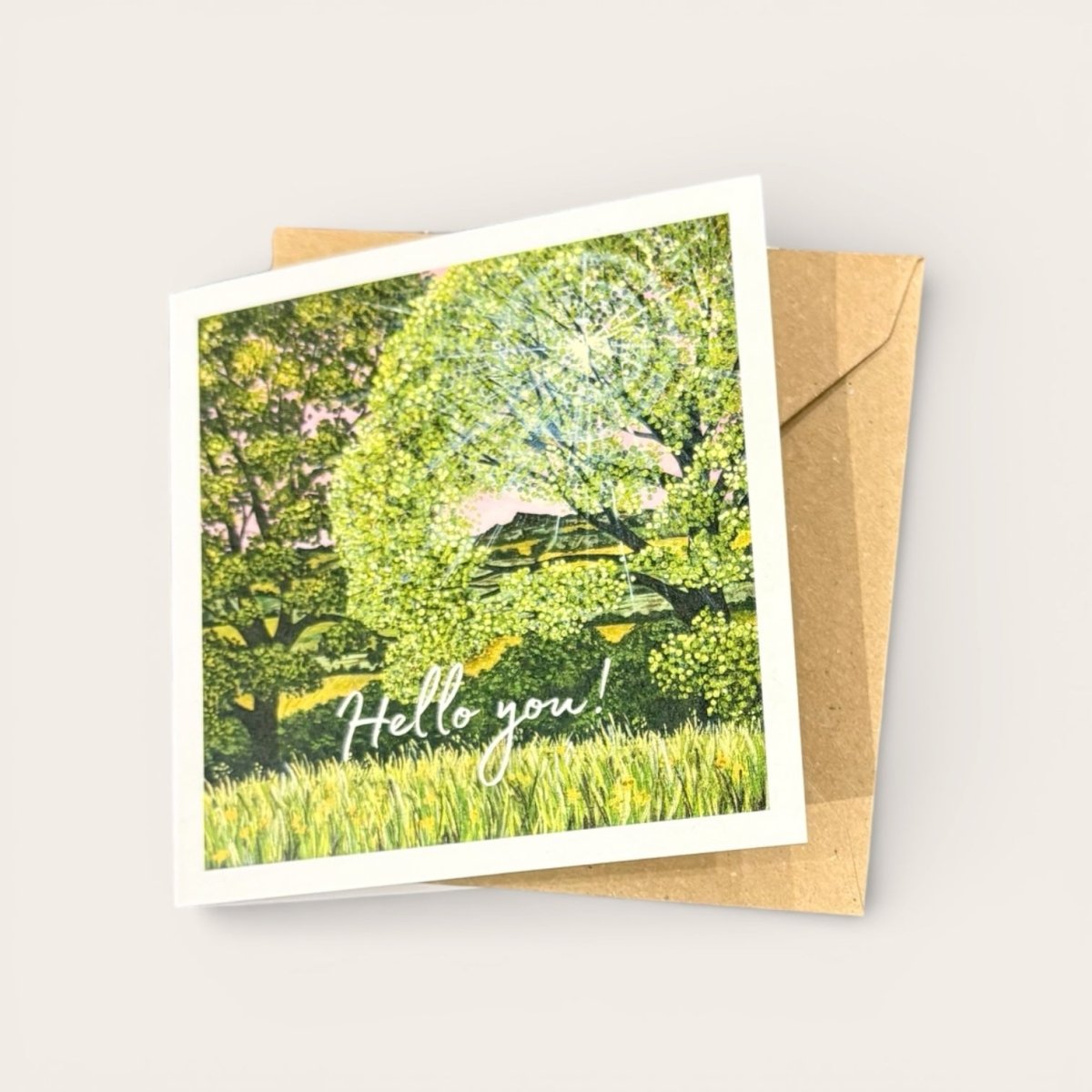 Greeting card with nature-themed design and &