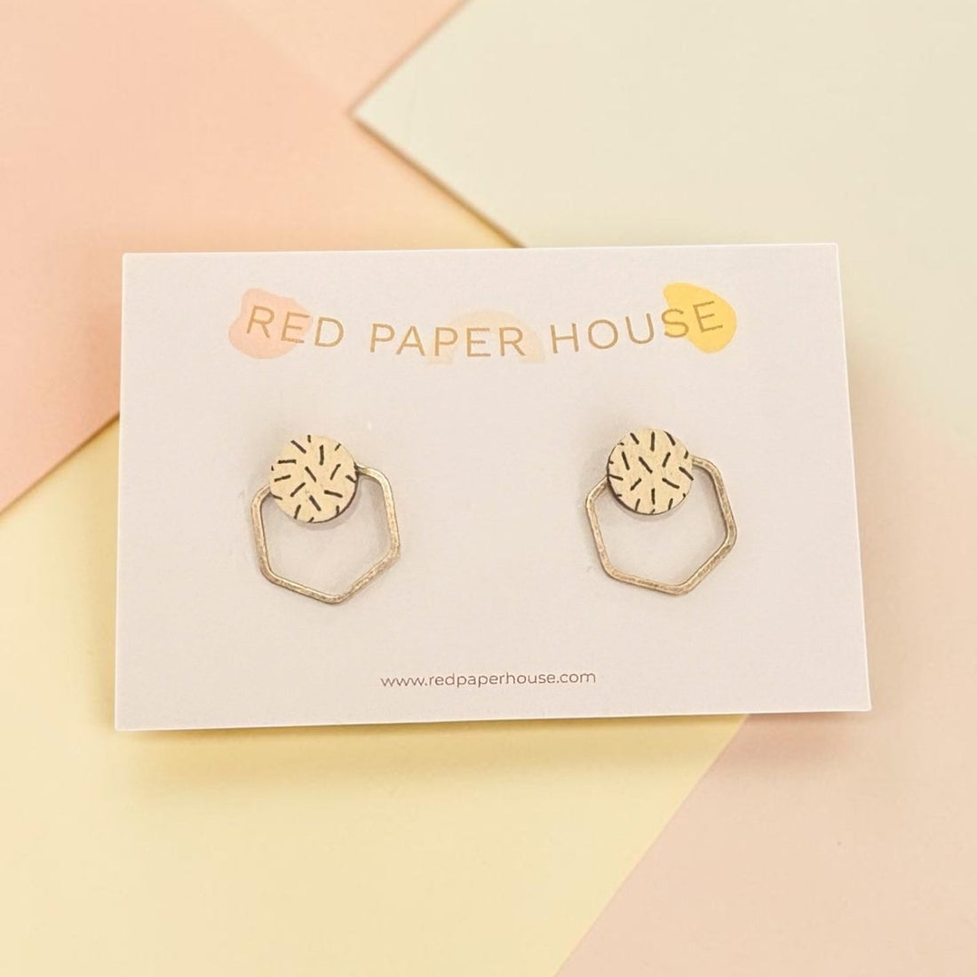 Hexa Stud Earrings - Red Paper House_Just Makers1