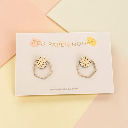 Hexa Stud Earrings - Red Paper House_Just Makers1
