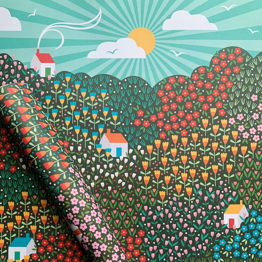 Houses on the Hill Wrapping Paper - Maggie Magoo Designs_Just Makers