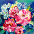 Joyful Blooms original mixed media painting by Davinder Madaher