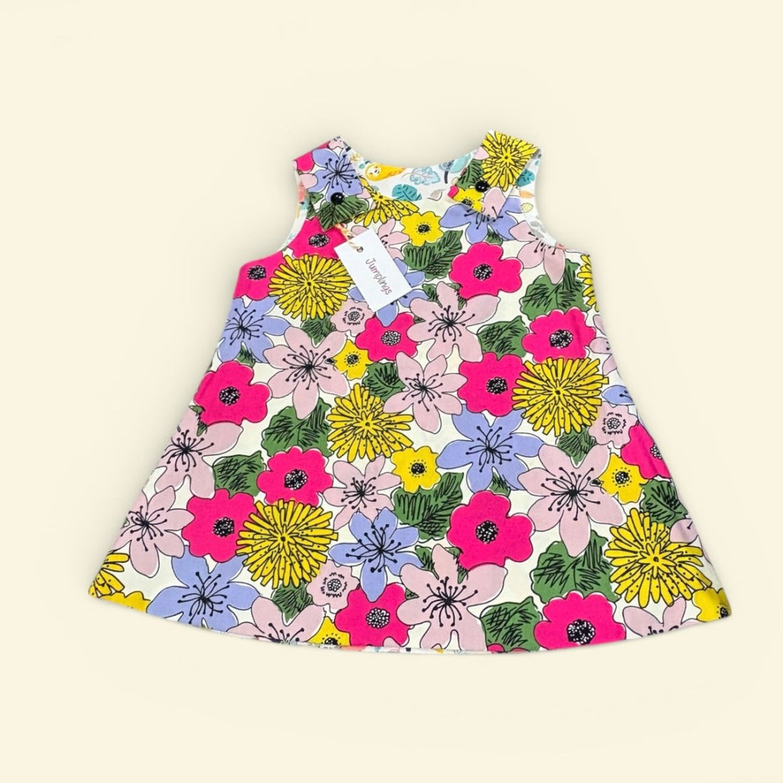 Colorful floral dress on a white background