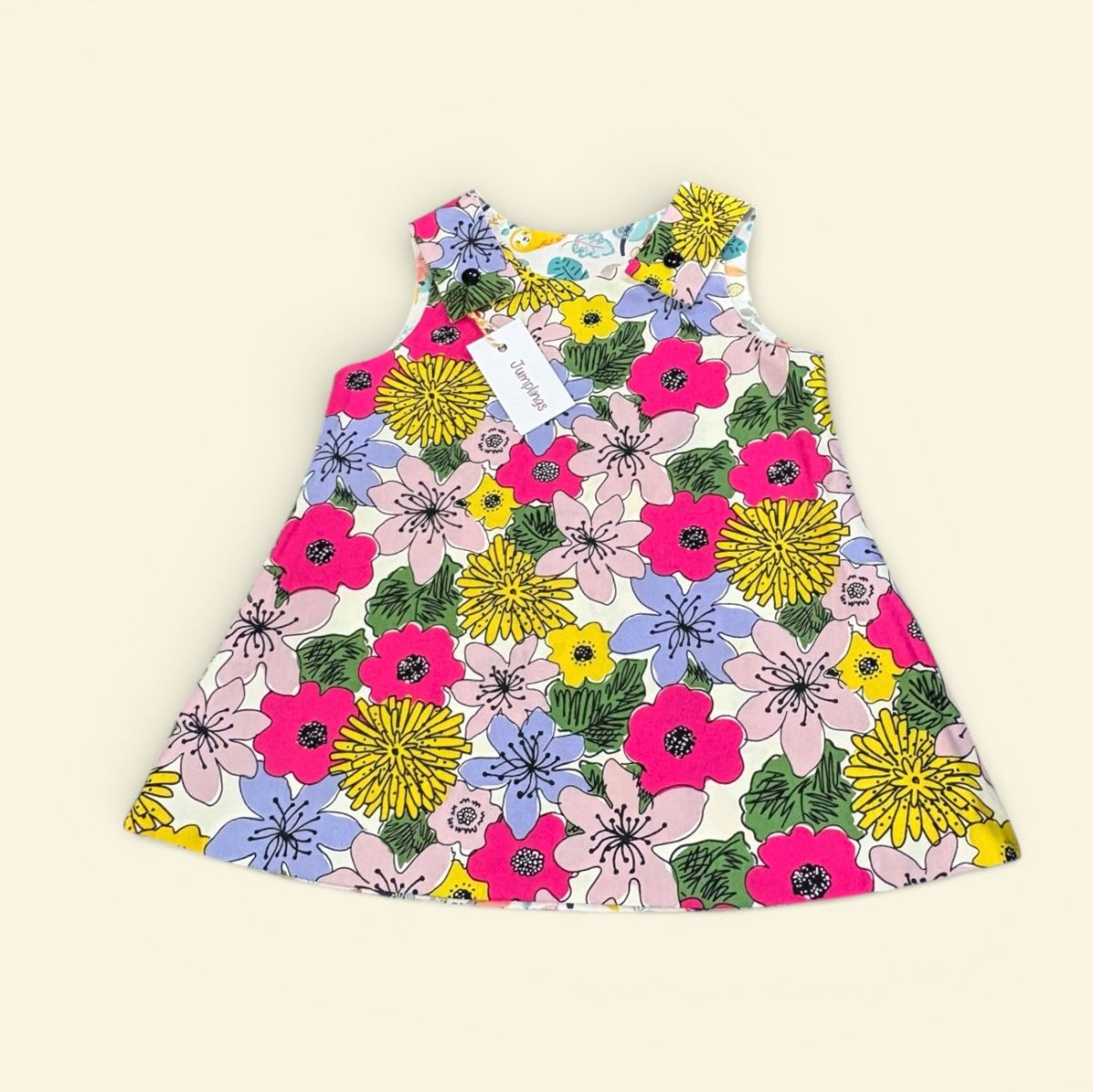 Colorful floral dress on a white background