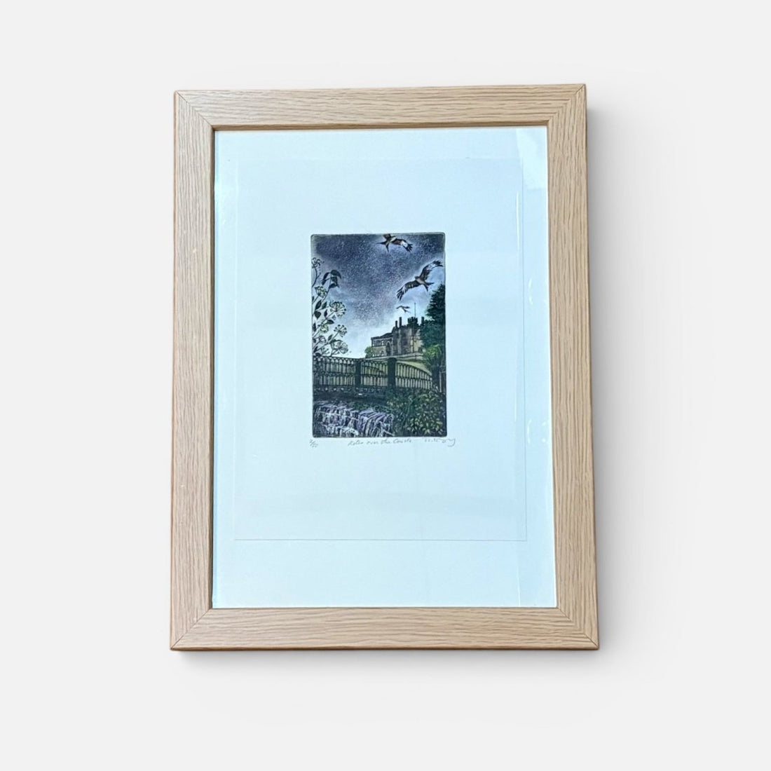 Kites Over The Castle, Ripley Original Framed Etching - Moira McTague_Just Makers