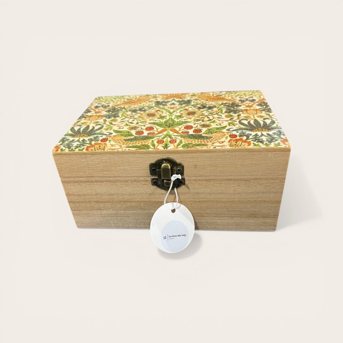 Large Wooden Keepsake Box - William Morris Design - Sarah Tustin_Just Makers2