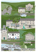Collage of various buildings and landscapes with greenery