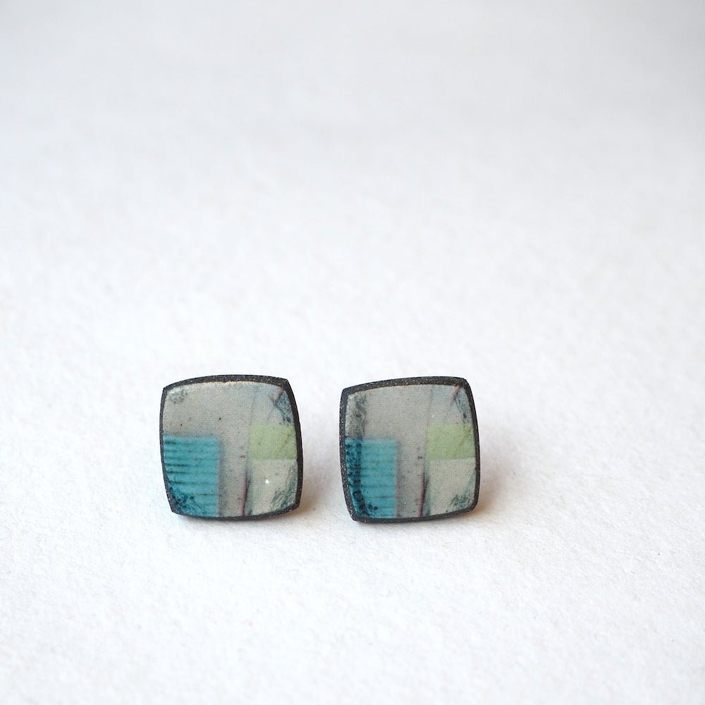 Mere Elements Range Square Studs - Karen Howarth Ceramics_Just Makers