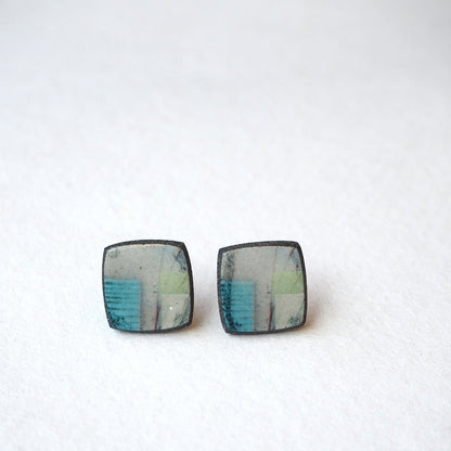 Mere Elements Range Square Studs - Karen Howarth Ceramics_Just Makers