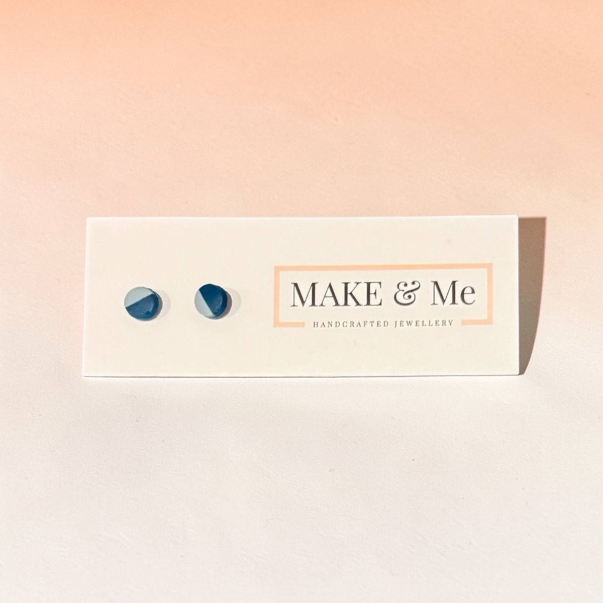 Make &amp; Me handcrafted jewelry box with blue earrings on a gradient background