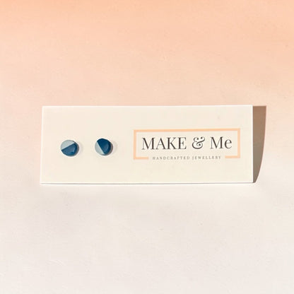Make &amp; Me handcrafted jewelry box with blue earrings on a gradient background