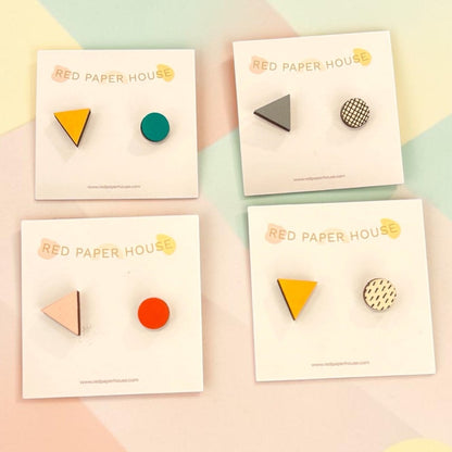 Mis Match Circle and Triangle Wooden Studs - Red Paper House_Just Makers