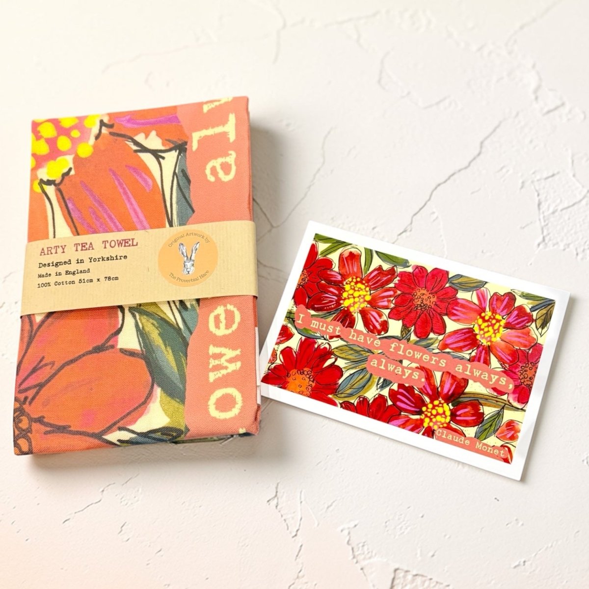 Monet Flowers Arty Tea Towel - The Proverbial Hare_Just Makers