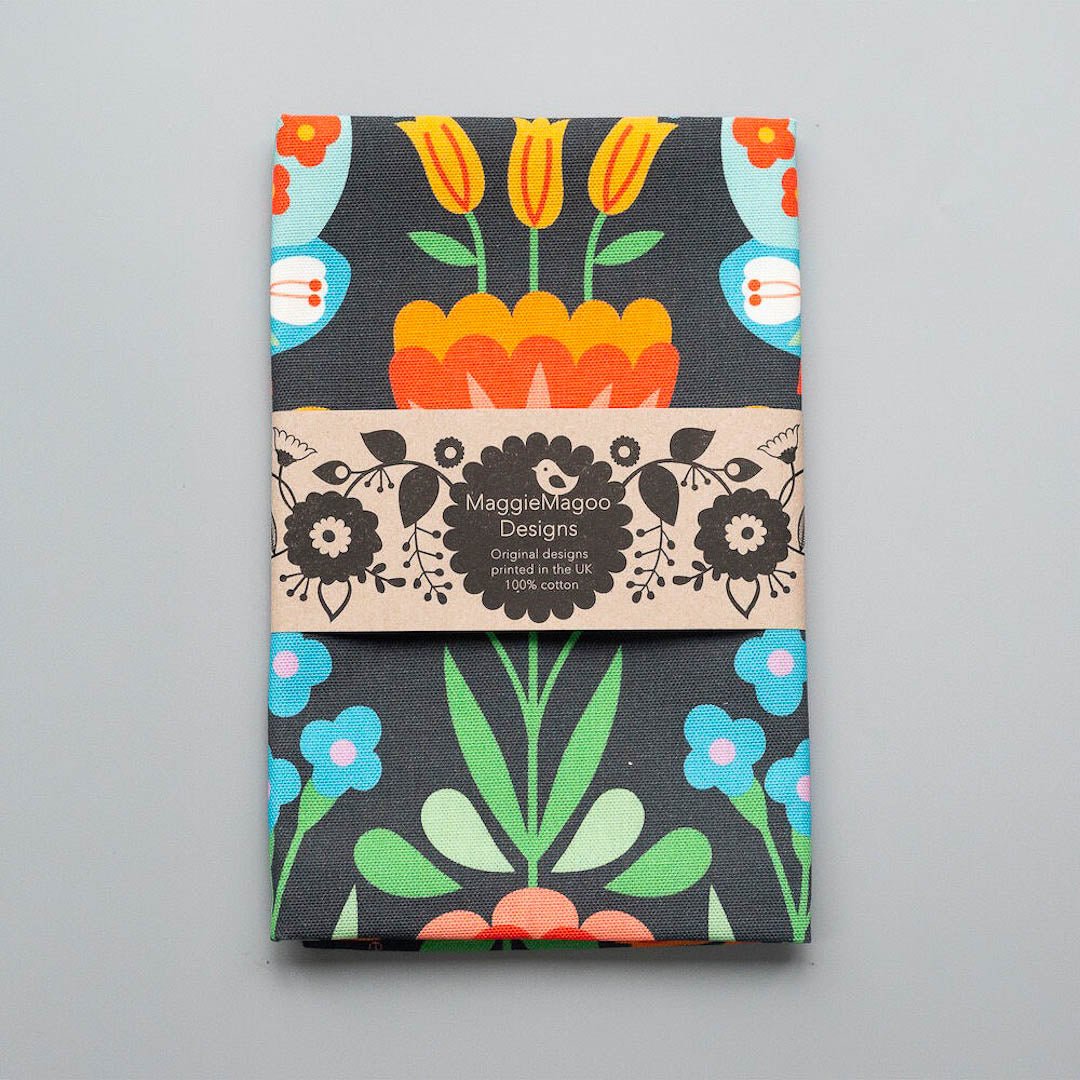 Moth and Floral Tea Towel Maggie Magoo Designs - Just Makers Maggie Magoo Designs