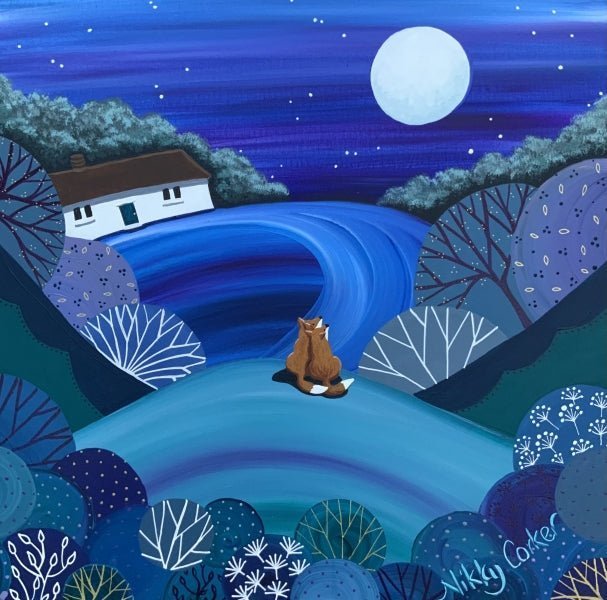 In the Light of the Silvery Moon Greeting Card - Nikky Corker - Just Makers Nikky Corker