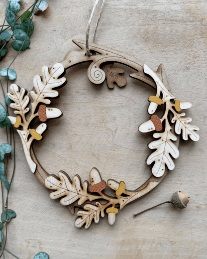 Oak Leaf Wooden Rondel - Natty Deco_Just Makers