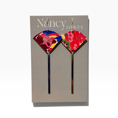 Oriental Pink Fan Earrings - Nancy Jones_Just Makers