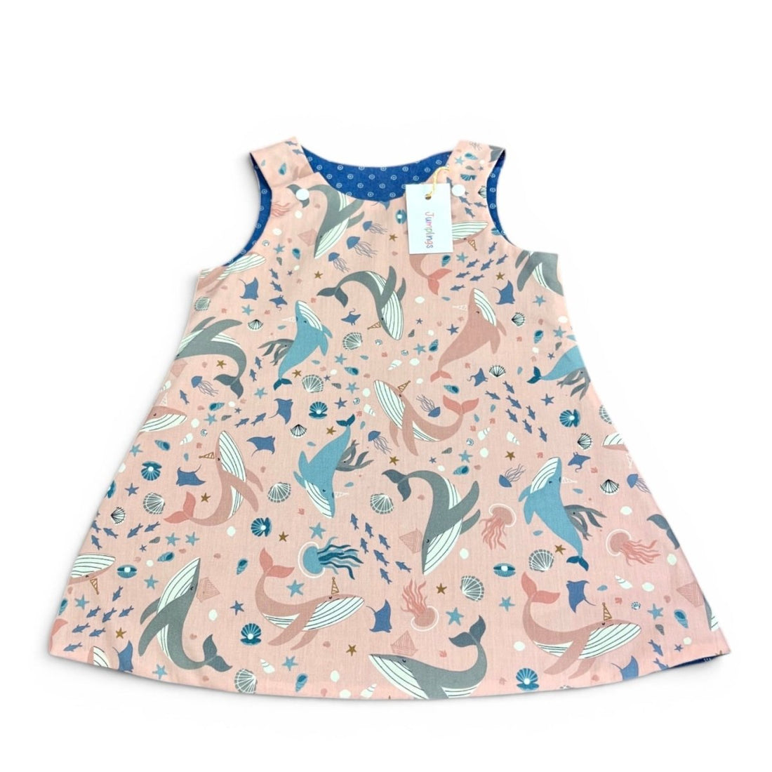 Pink Whale Reversible Dress 3-4 Years - Jumplings Clothes_Just Makers