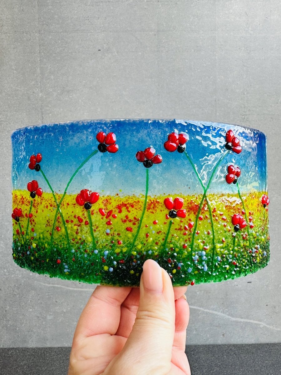 Poppy Fused Glass Large Curve - Twice Fired Glass_Just Makers