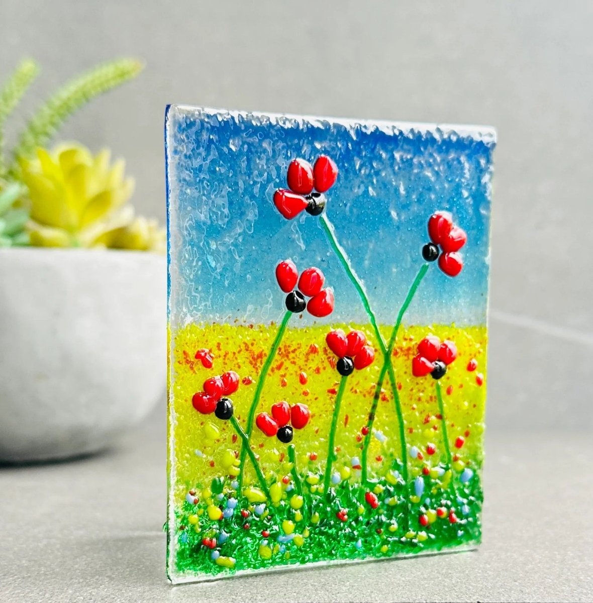 Poppy Glass Tealight Holder - Twice Fired Glass_Just Makers
