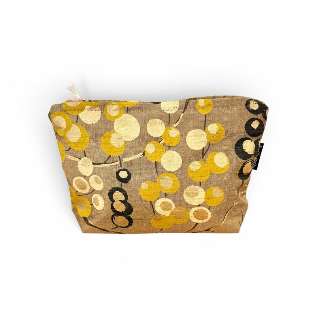 Printed Gold Silk Make Up Bag - Amanda Scott_Just Makers