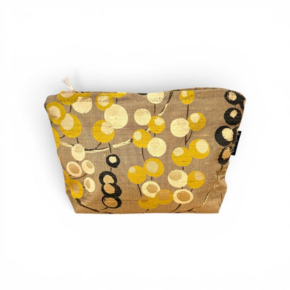 Printed Gold Silk Make Up Bag - Amanda Scott_Just Makers