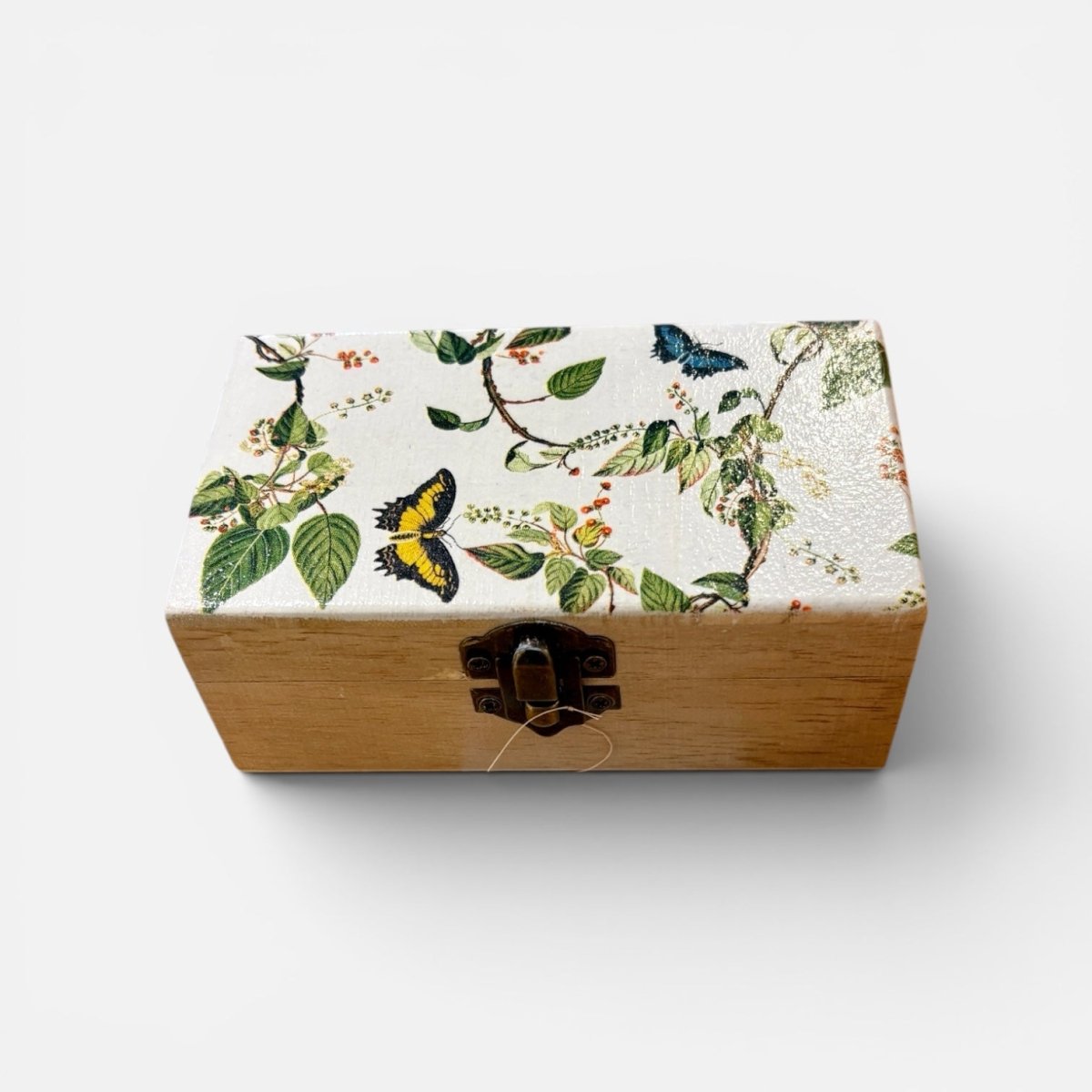 Rectangular Wooden Keepsake Box with Flower Design - Sarah Tustin_Just Makers