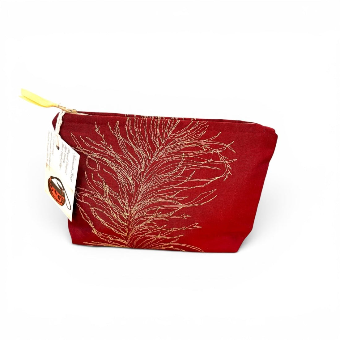 Red and Gold Embroidered Silk Make Up Bag - Amanda Scott_Just Makers