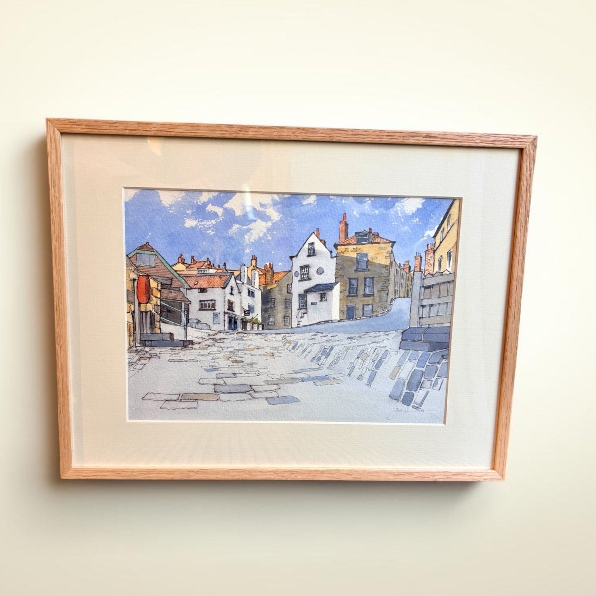 Robin Hoods Bay Framed Original Line and Watercolour - John Harrison_Just Makers