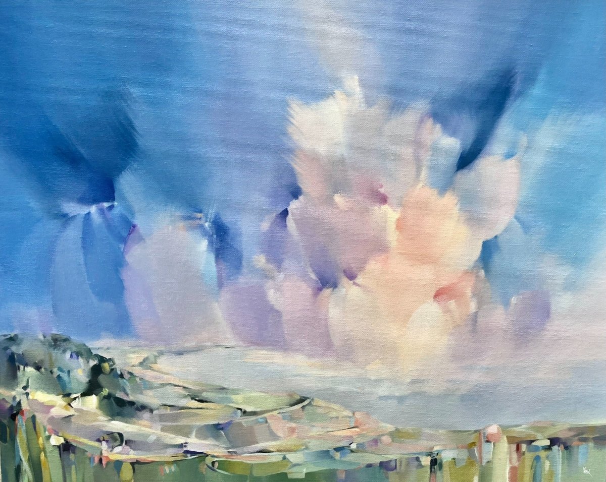 Robin Hoods Bay From Afar original oil painting by Katherine Whitby
