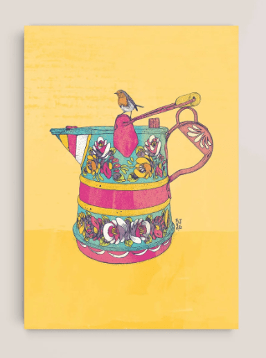 Roses and Castles Watercan Postcard - Bejojo Art_Just Makers