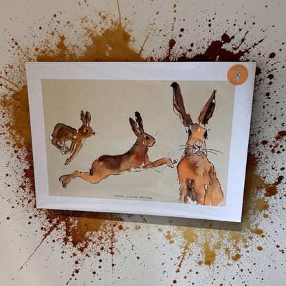 Running Leaping Hares A3 Print - The Proverbial Hare_Just Makers