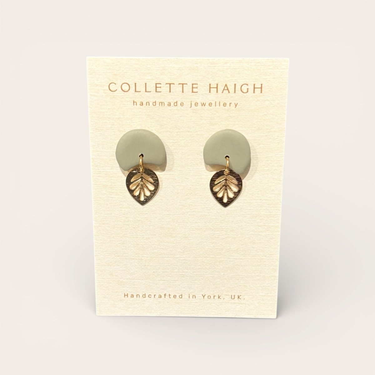 Sage Leaf Brass Earrings - CH Handmade_Just Makers