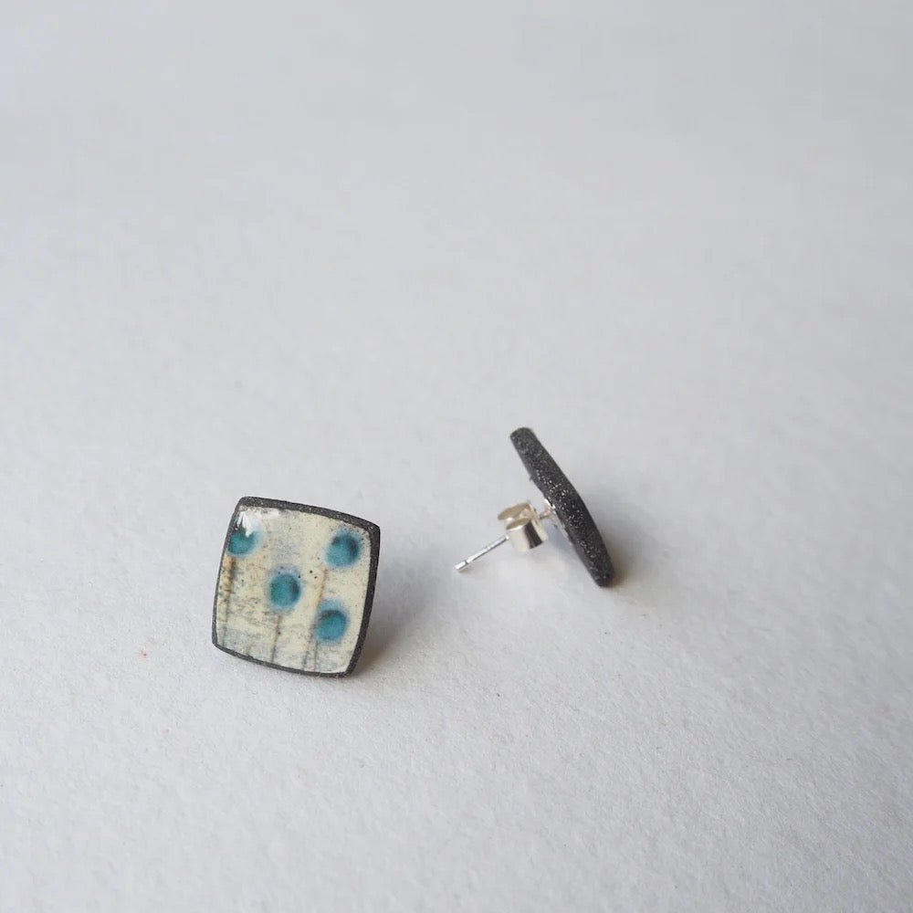 Seedheads Elements Range Square Studs - Karen Howarth Ceramics_Just Makers