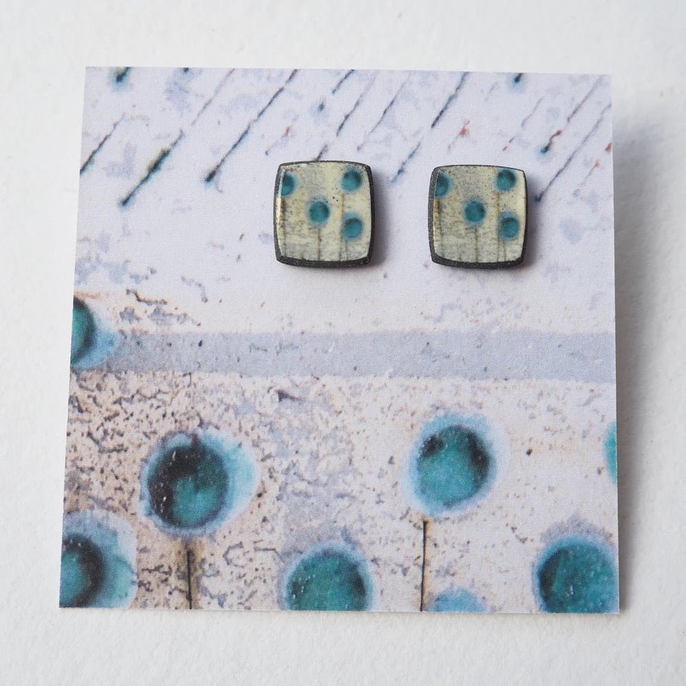 Seedheads Elements Range Square Studs - Karen Howarth Ceramics_Just Makers