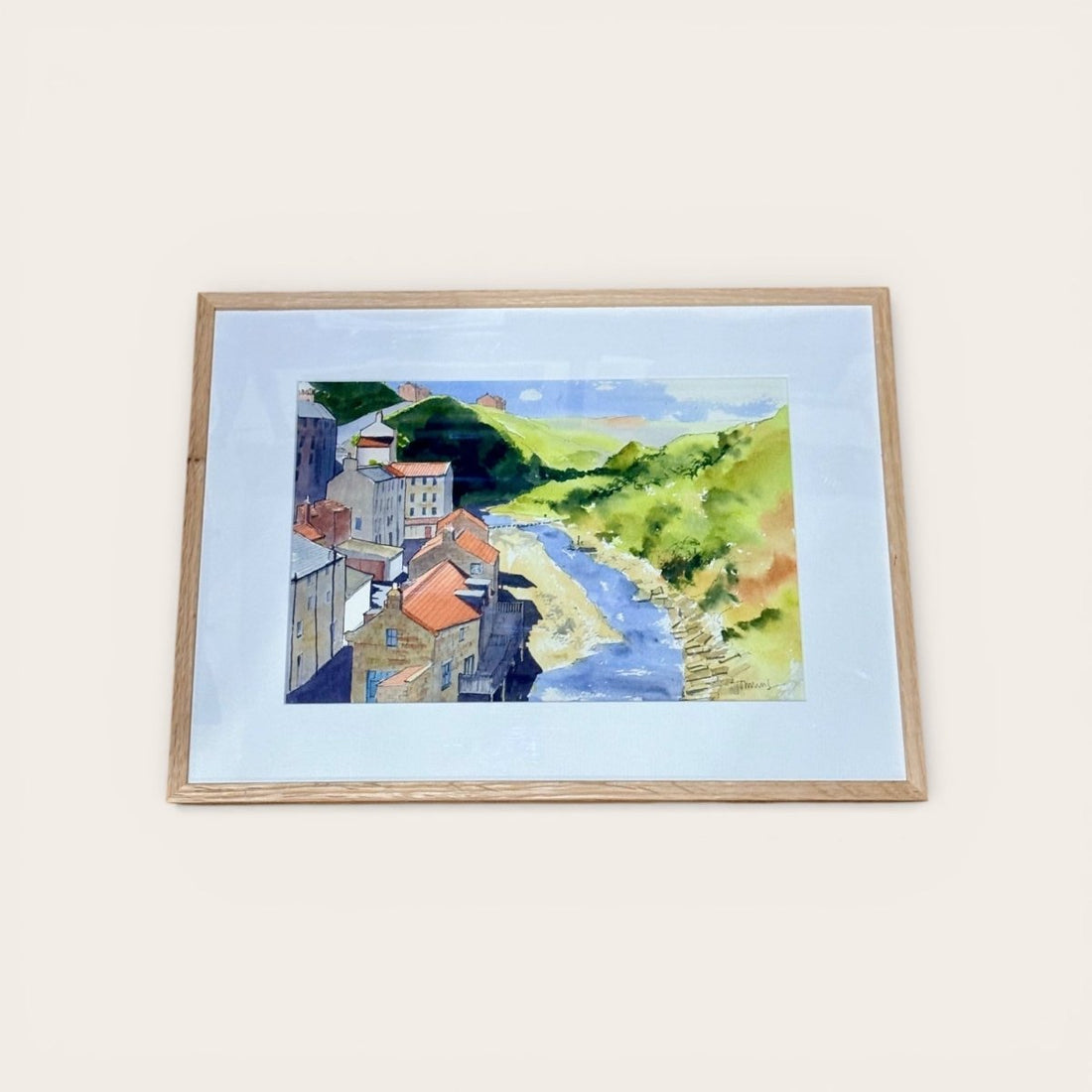 Shadows on the Beck Framed Original Line and Watercolour - John Harrison_Just Makers