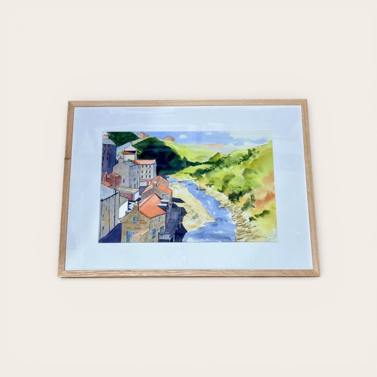 Shadows on the Beck Framed Original Line and Watercolour - John Harrison_Just Makers