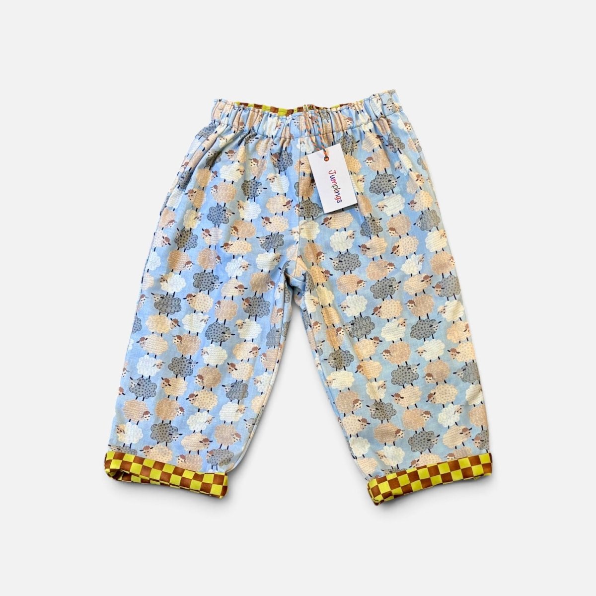 Sheep and Check Reversible Trousers 2-3 Years - Jumplings Clothes_just makers