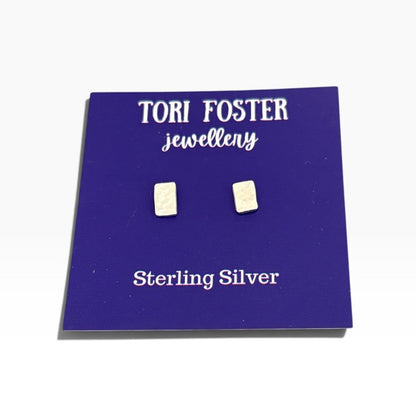 Silver Rectangular Studs - Tori Foster Jewellery_Just Makers