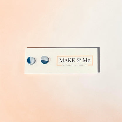 Small Two Tone Blue Studs - Make &amp; Me_Just Makers