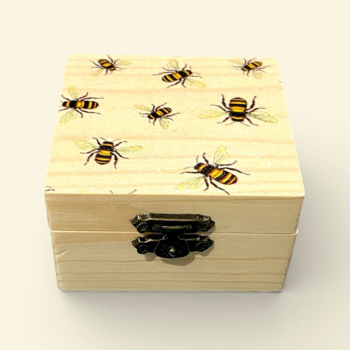 Small Wooden Keepsake Box with Bee Design - Sarah Tustin_Just Makers