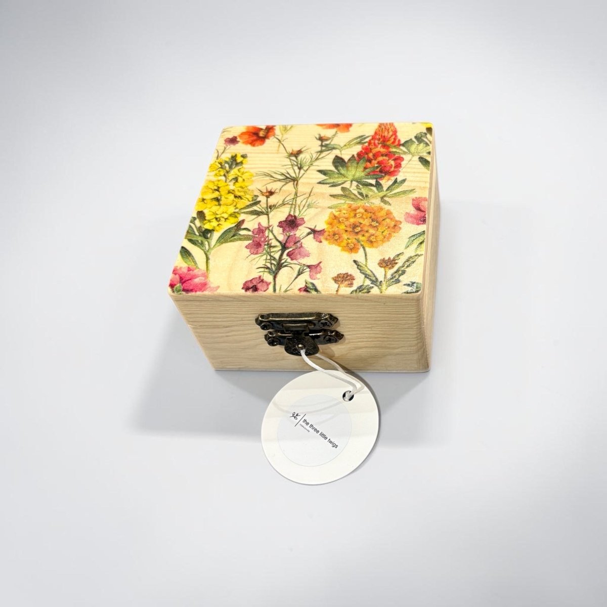 Small Wooden Keepsake Box with Flower Design - Sarah Tustin_Just Makers
