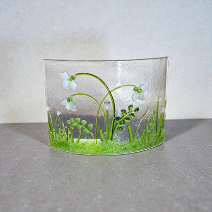 Snowdrop Fused Glass Medium Curve - Twice Fired Glass_Just Makers
