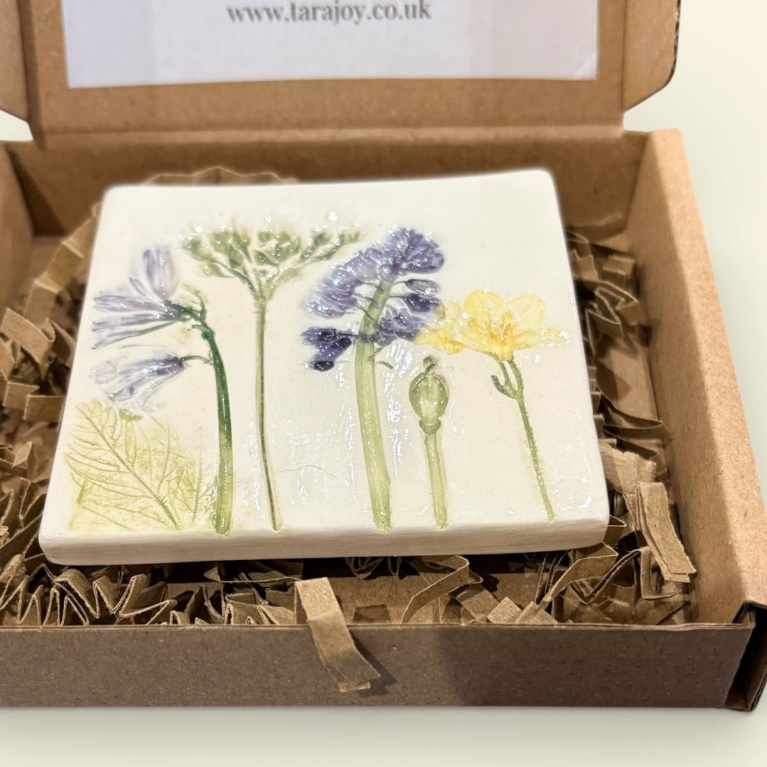 Spring Flowers Ceramic Botanical Tile - Tara Joy Botanicals_Just Makers