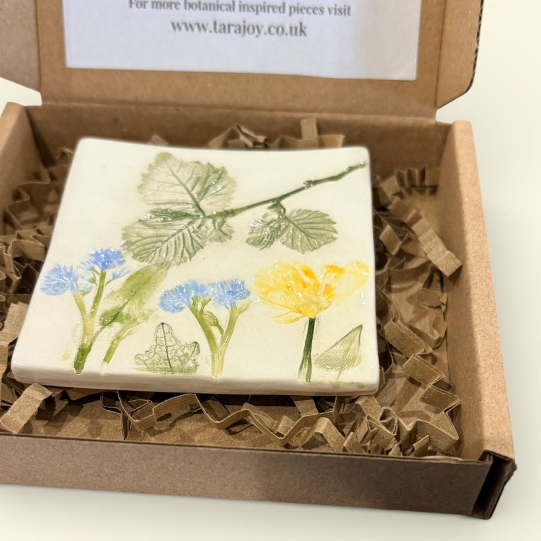 Spring Flowers Ceramic Botanical Tile - Tara Joy Botanicals_Just Makers
