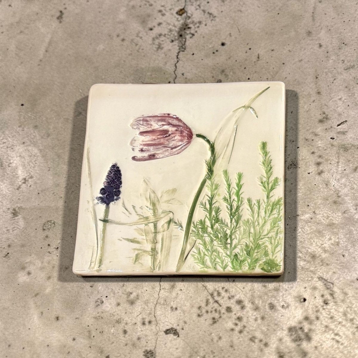 Spring Flowers Large Ceramic Botanical Tile - Tara Joy Botanicals_Just Makers