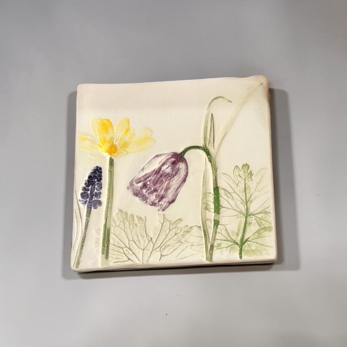 Spring Flowers Large Ceramic Botanical Tile - Tara Joy Botanicals_Just Makers2