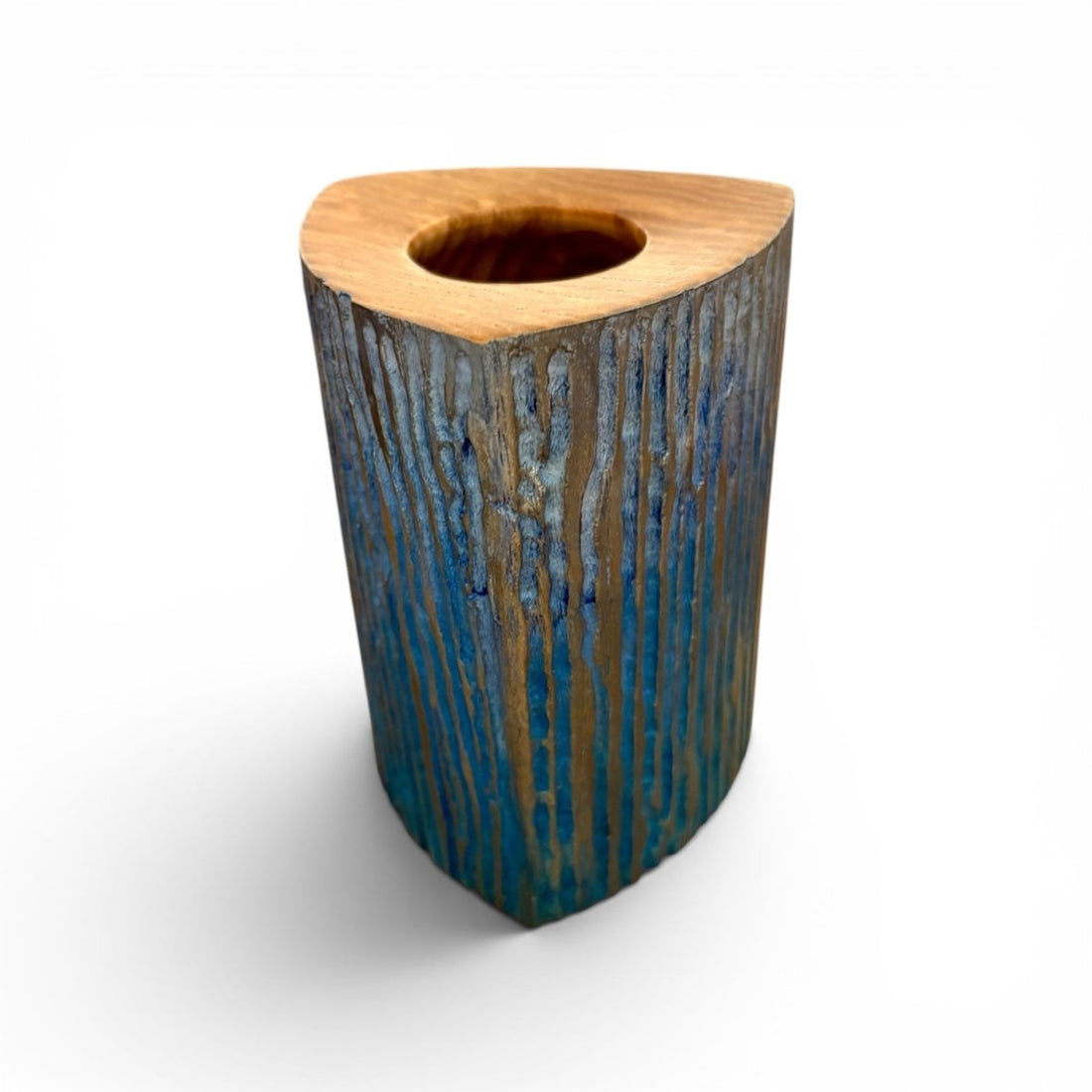 Stained Ash Triangular Vase - Mike Bentley_Just Makers