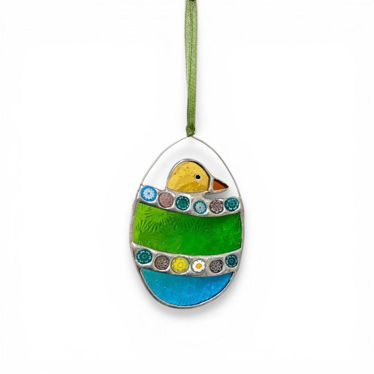 Stained Glass Chick in Egg Decoration - Dragonfly Glass Art_Just Makers