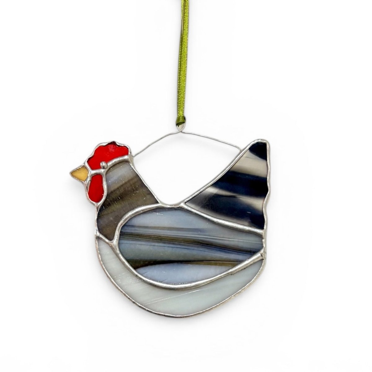 Stained Glass Chicken Decoration - Dragonfly Glass Art_Just Makers